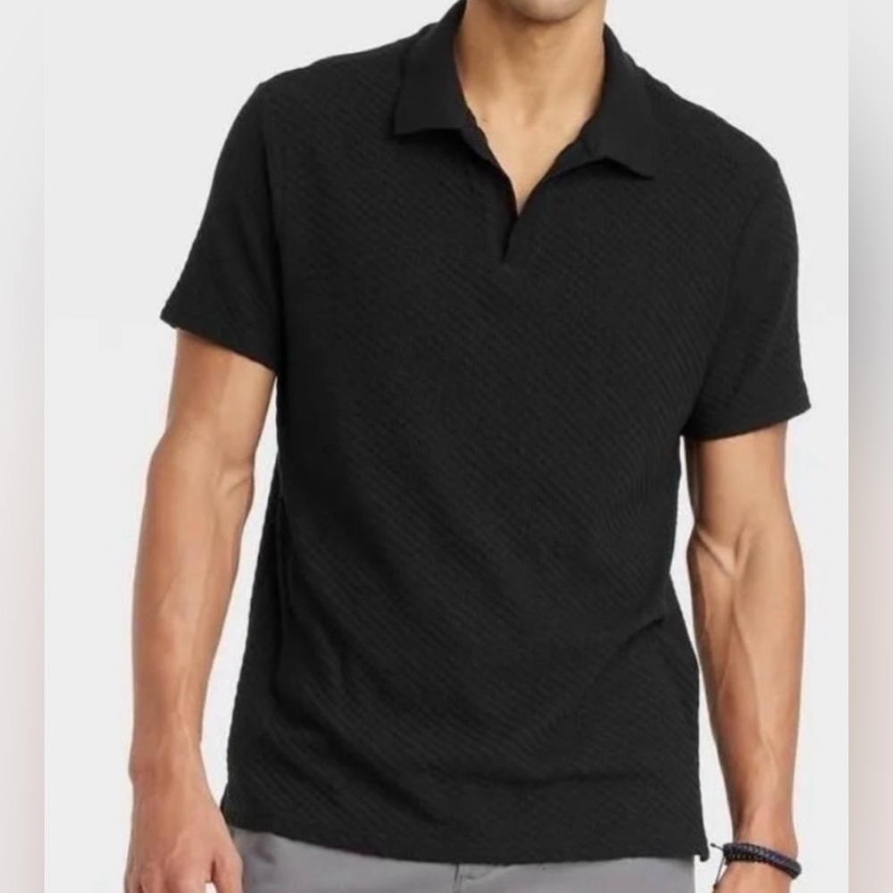 Goodfellow & Co Men's Textured Black Polo Shirt